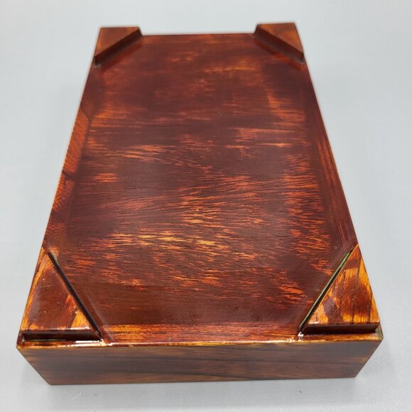 Vintage Asian Decorative Wooden Trinket Box Metal Inlays with Lid - Picture 11 of 16